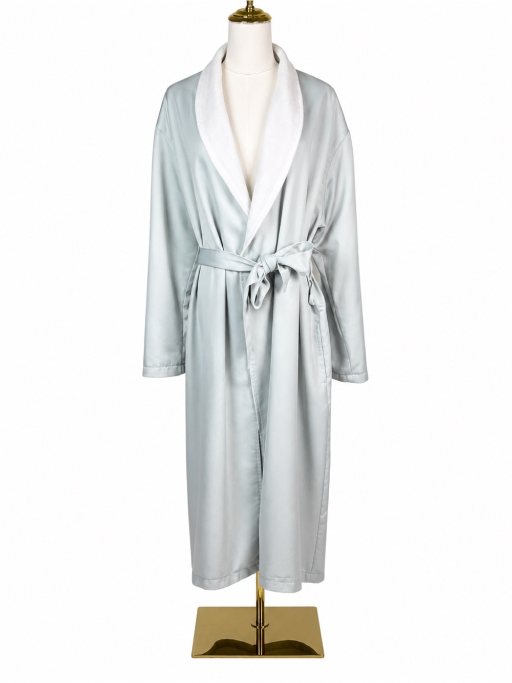 Restoration Hardware Large Spa Robe Light Sage Microfiber Terry Lined Belted Lg